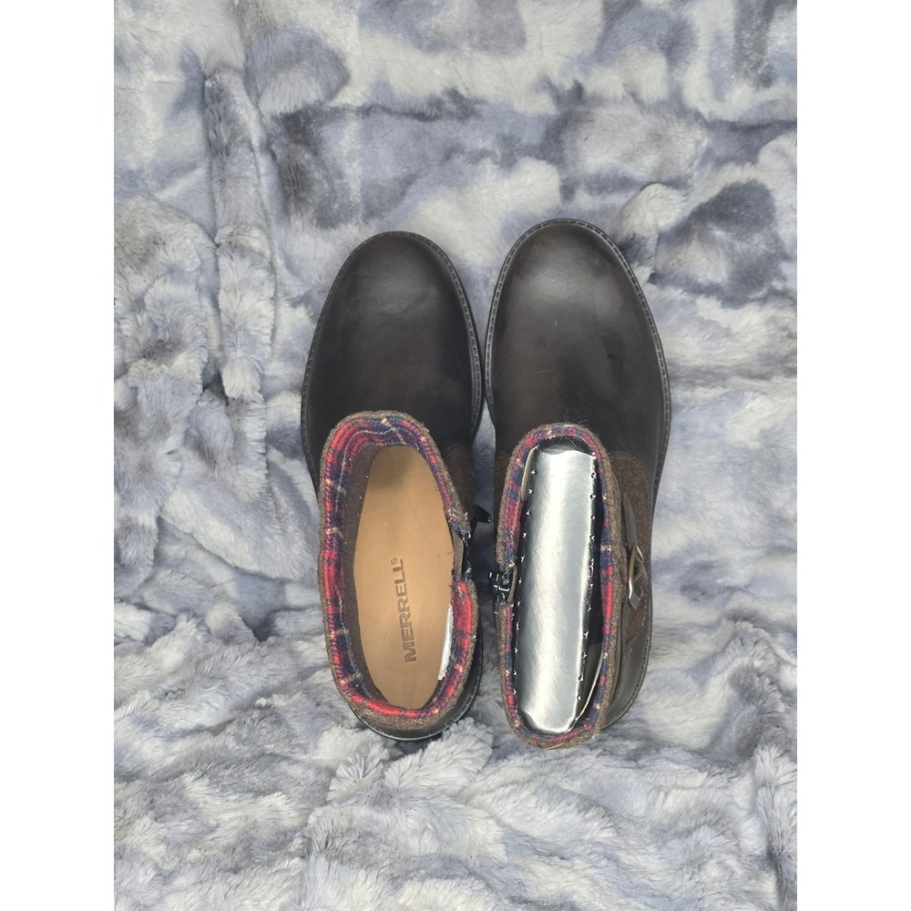 NWB Merrell Legacy Buckle WP Ankle Boots Womens 9.5M Brown Wool Blend Leather - Picture 5 of 8